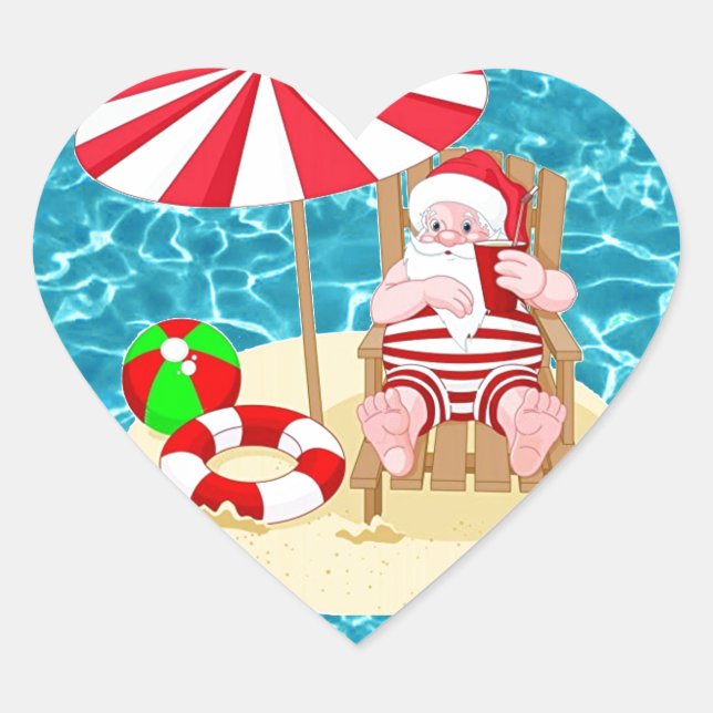 Weihnachtsstrandsklee Herz-Aufkleber (Vorderseite)