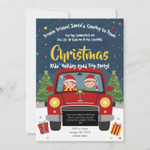 Weihnachtsstraßen-Trip-Autopartei-Karte für Kinder Einladung