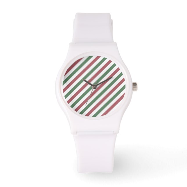 Weihnachtsstreifen Armbanduhr (Vorderseite)