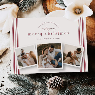 Weihnachtsstreifen-Collage-Weihnachtsfotokarte Feiertagskarte