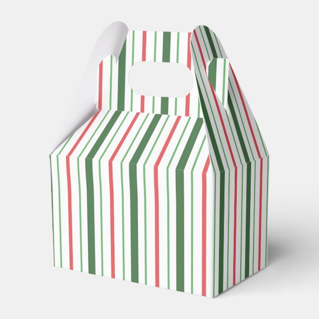 Weihnachtsstreifen Gable Fevor Box Geschenkschachtel (Vorderseite)