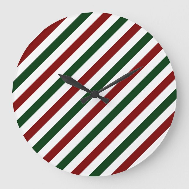 Weihnachtsstreifen Große Wanduhr (Vorderseite)
