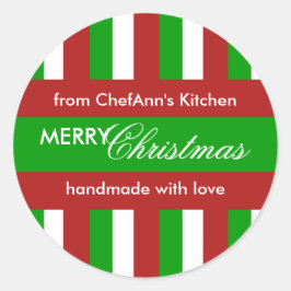 Weihnachtsstreifen grün Kitchenette Runder Aufkleber