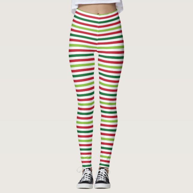 Weihnachtsstreifen Leggings (Vorderseite)