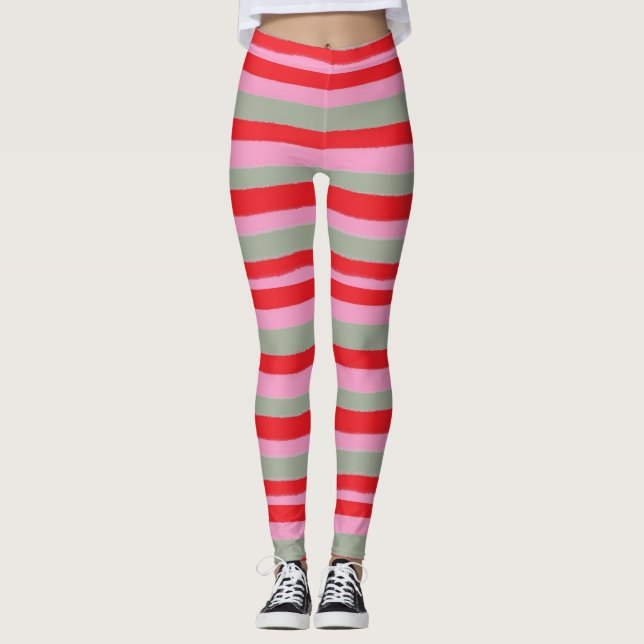 Weihnachtsstreifen Leggings (Vorderseite)