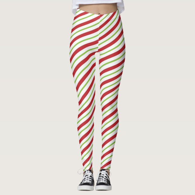 Weihnachtsstreifen Leggings (Vorderseite)