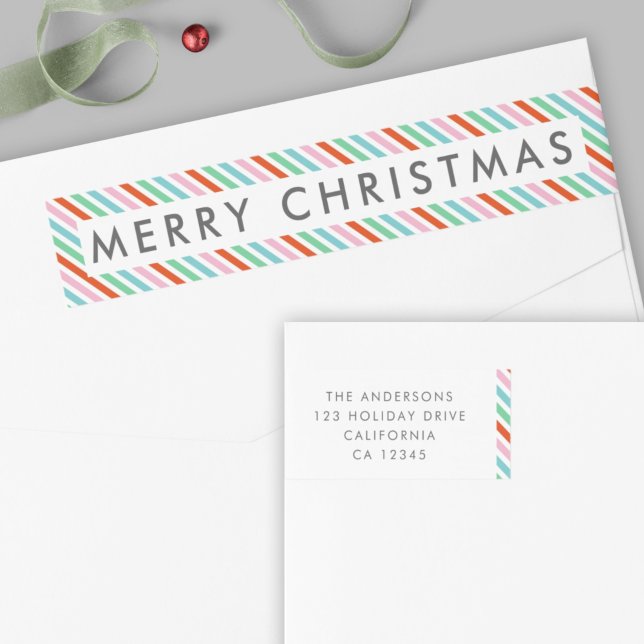 Weihnachtsstreifen | Moderne Niedliche Adresse (Von Creator hochgeladen)