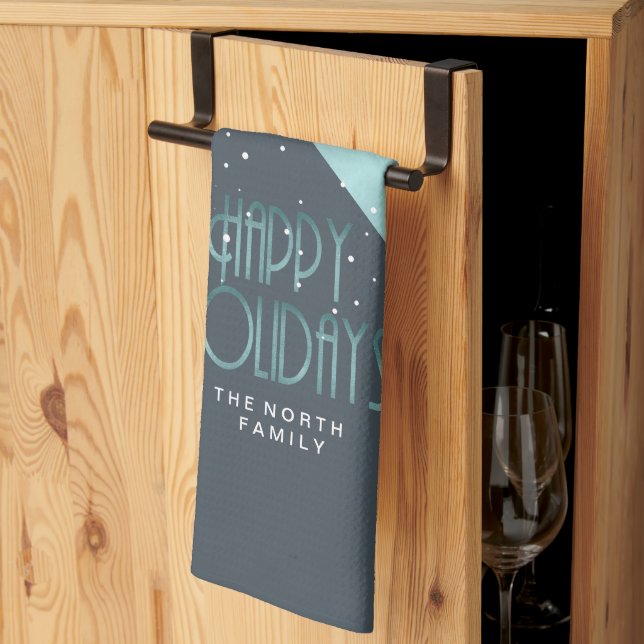 Weihnachtsstreifen Muster Aquamarin/Weiß ID862 Geschirrtuch (Drittel gefaltet)