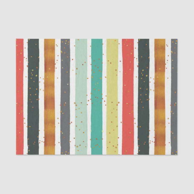 Weihnachtsstreifen Muster Gold Glitzern Seidenpapier (Vorderseite)