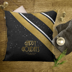 Weihnachtsstreifen Muster Gold/Schwarz ID862 Kissen