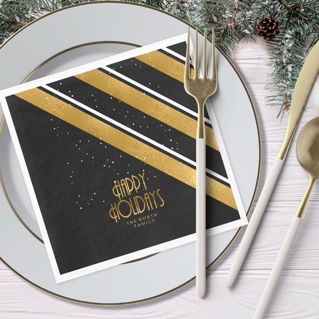 Weihnachtsstreifen Muster Gold/Schwarz ID862 Serviette (Von Creator hochgeladen)