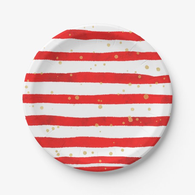 Weihnachtsstreifen Pappteller (Vorderseite)