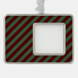 Weihnachtsstreifen Rahmen-Ornament Silber