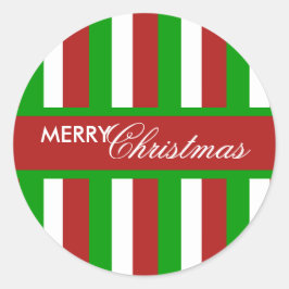 Weihnachtsstreifen Rot Rundaufkleber Runder Aufkleber