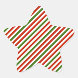 Weihnachtsstreifen rot und grün Stern-Aufkleber