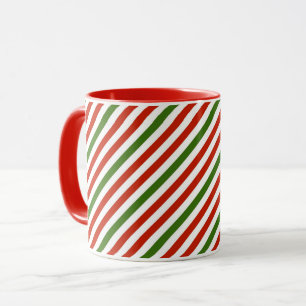 Weihnachtsstreifen, rot und grün, tasse