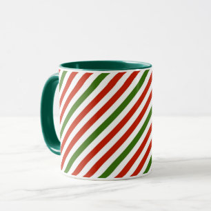 Weihnachtsstreifen rot und grün tasse