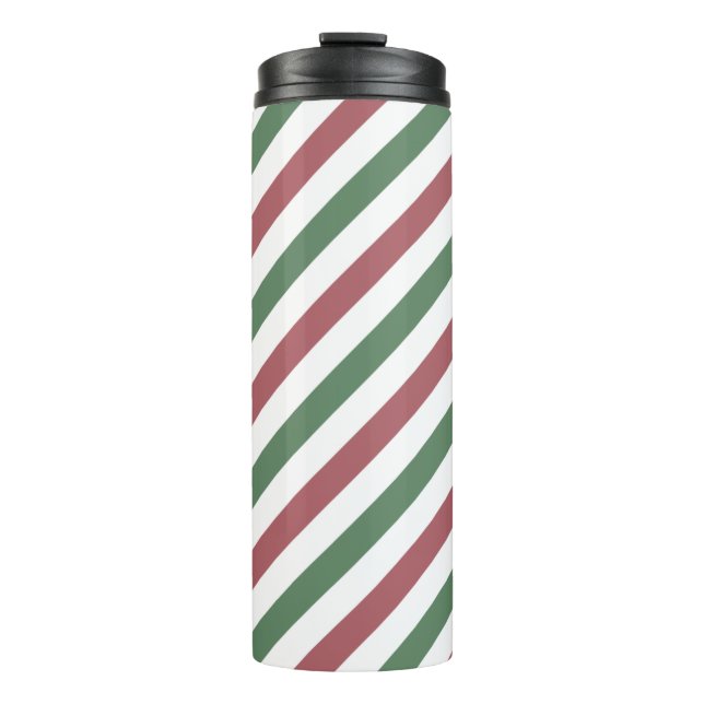 Weihnachtsstreifen Thermosbecher (Vorderseite)
