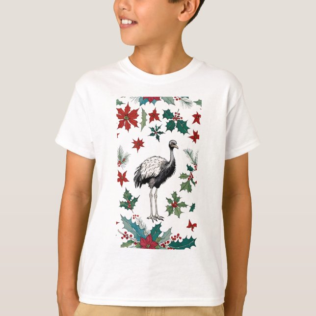 Weihnachtsstrich und Poinsettias T-Shirt (Vorderseite)
