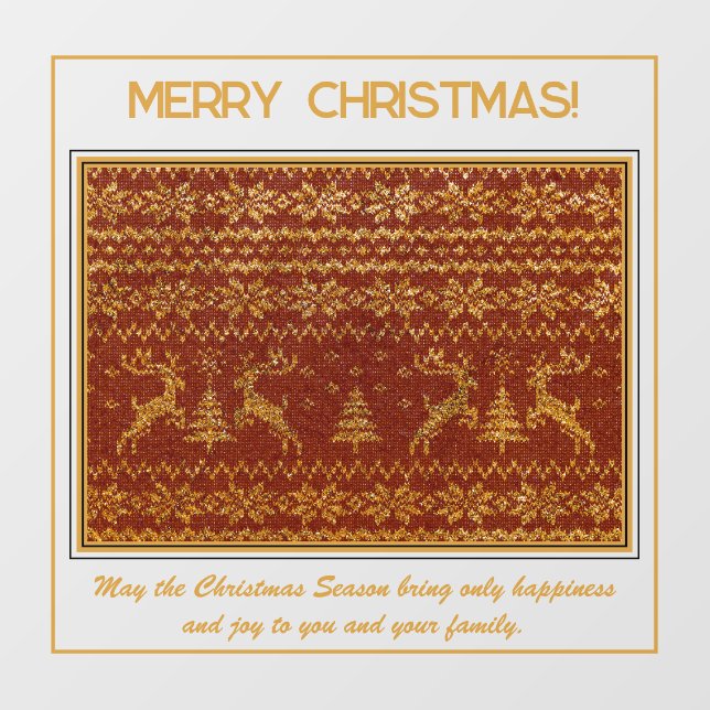 Weihnachtsstrickerei mit Hirschen und Baum Fensteraufkleber (Blatt)