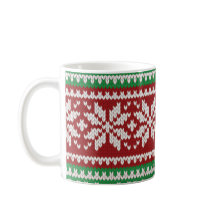 Weihnachtsstrickjacke-Kaffee-Tasse mit Rot und