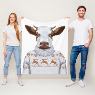 Weihnachtsstrickjacke-Kuh Fleecedecke