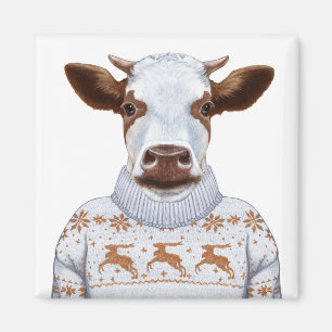 Weihnachtsstrickjacke-Kuh Magnet