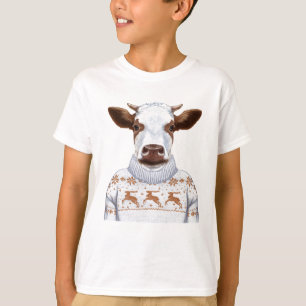 Weihnachtsstrickjacke-Kuh T-Shirt