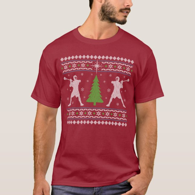 Weihnachtsstrickjackeart Lacrosse-T - Shirt (Vorderseite)