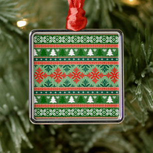 Weihnachtsstrickmuster Ornament Aus Metall