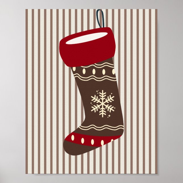 Weihnachtsstrumpf Braun und Rot Poster (Vorne)