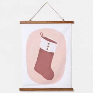 Weihnachtsstrumpf Deko für das Zuhause Wandteppich Mit Holzrahmen
