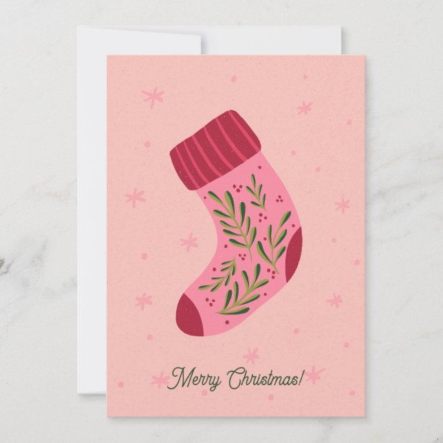 Weihnachtsstrumpf Feiertagskarte (Vorderseite)