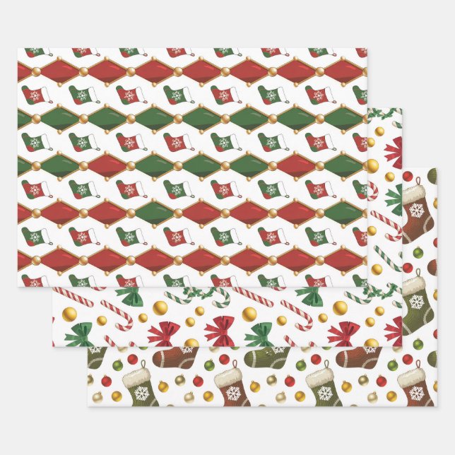 Weihnachtsstrumpf  geschenkpapier set (Set)