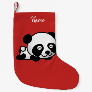 Weihnachtsstrumpf. Panda. Kleiner Weihnachtsstrumpf