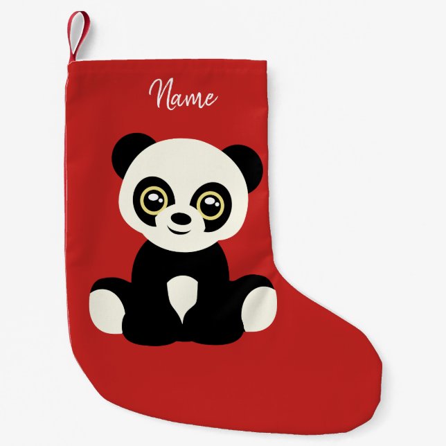 Weihnachtsstrumpf. Panda. Kleiner Weihnachtsstrumpf (Vorderseite)