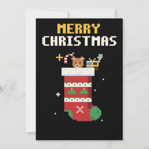 Weihnachtsstrumpf Pixel Art Weihnachtskarte Feiertagskarte