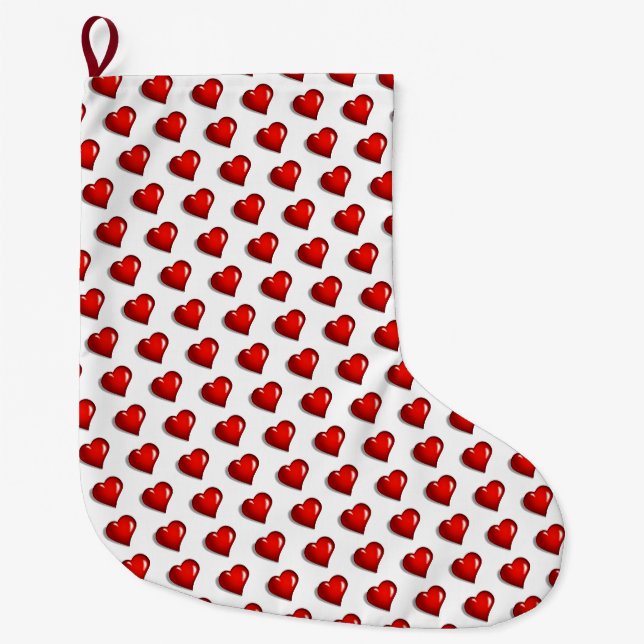 Weihnachtsstrumpf, Rote Herzen Liebe Großer Weihnachtsstrumpf (Vorderseite)