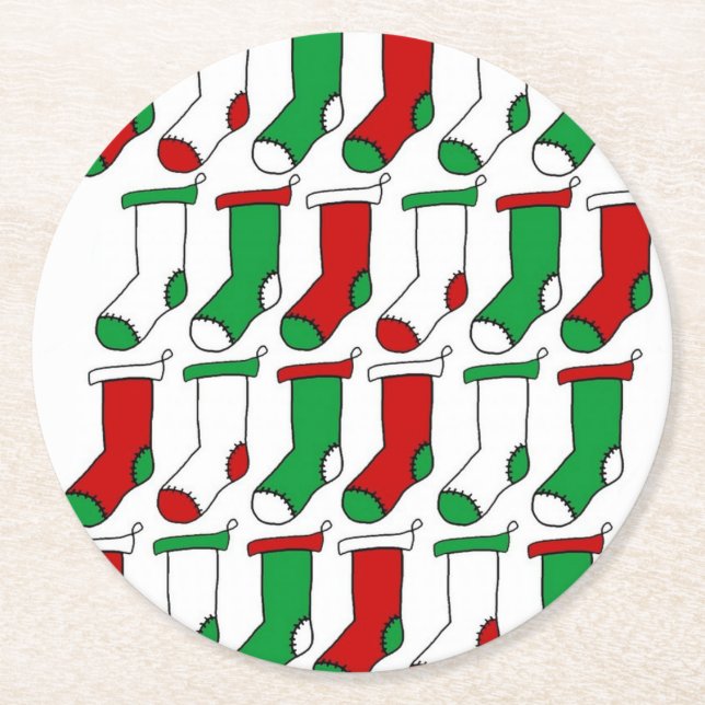 WeihnachtsStrumpf-Socken Runder Pappuntersetzer (Vorderseite)