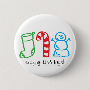 WeihnachtsStrumpf-Zuckerstange und Snowman Button