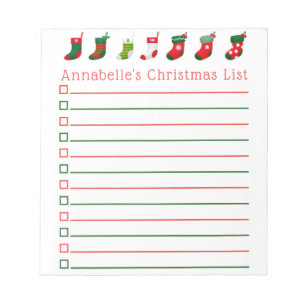 Weihnachtsstrümpfe Einkaufsliste Personalisieren Notizblock