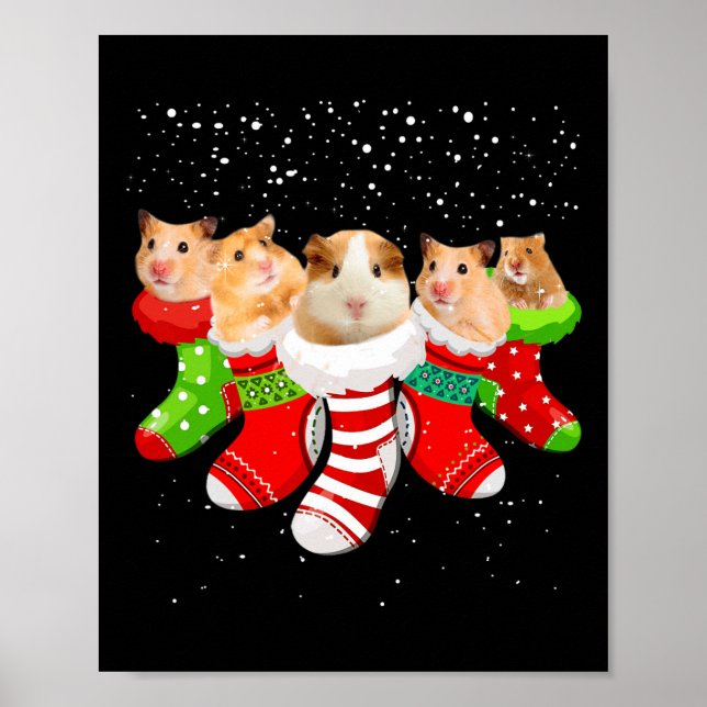 Weihnachtsstrümpfe im Hamster Funny Weihnachtsgesc Poster (Vorne)