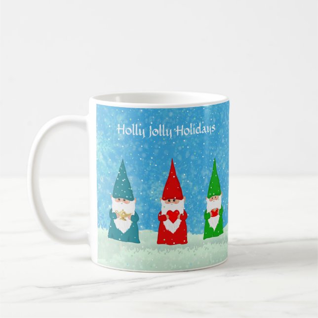 Weihnachtsstrümpfe in farbenfrohen Kleider & Schne Kaffeetasse (Links)