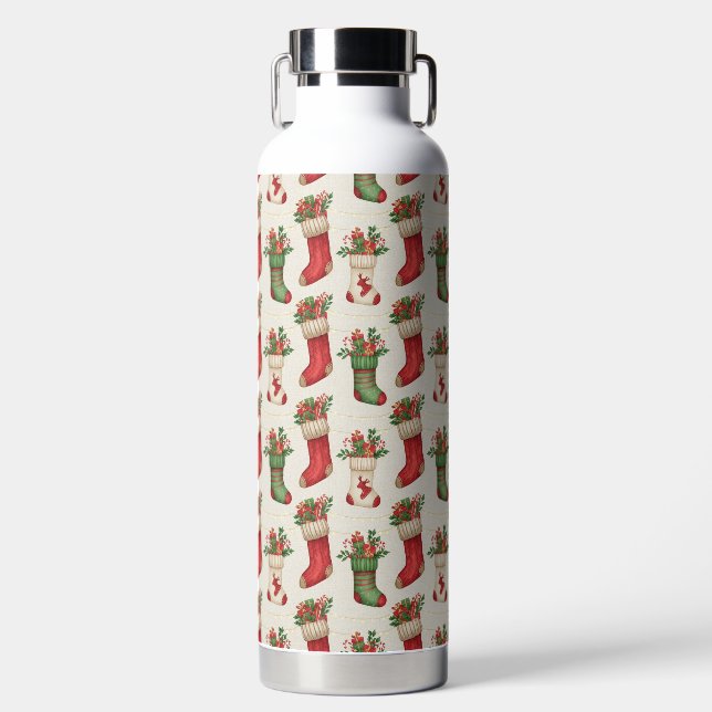 Weihnachtsstrümpfe Nahtloses Muster Trinkflasche (Vorderseite)
