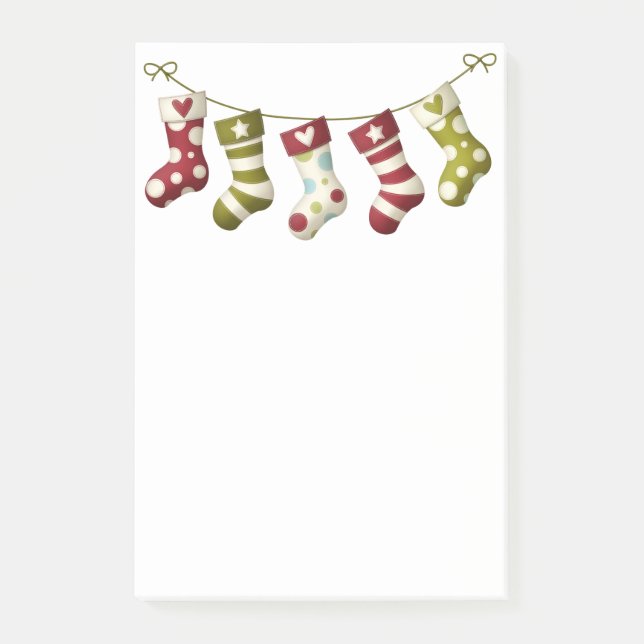 WeihnachtsStrümpfe Post-it Klebezettel (Vorderseite)