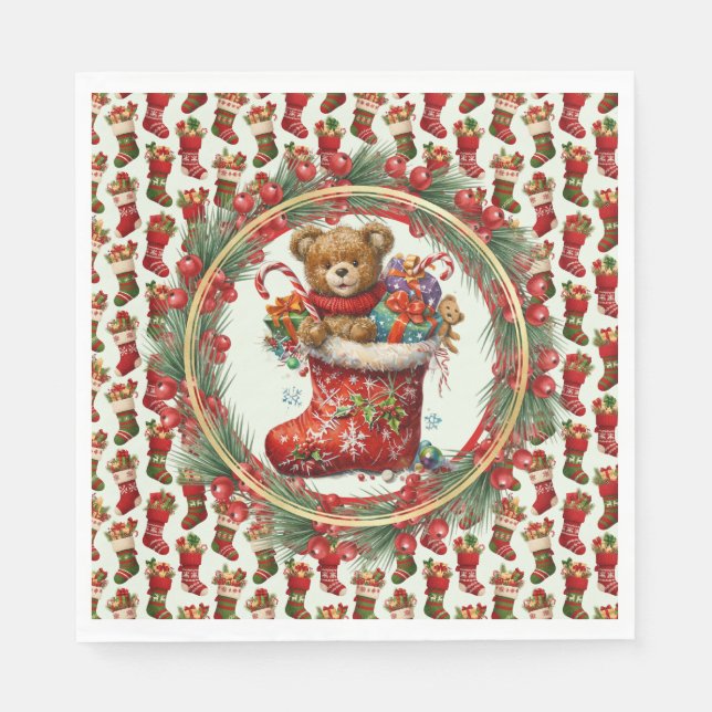 Weihnachtsstrümpfe Serviette (Vorderseite)