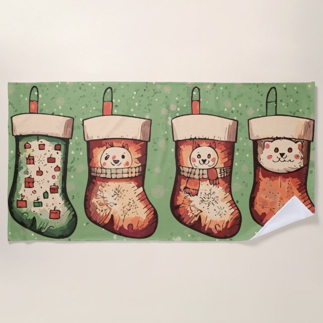 WeihnachtsStrümpfe Strandtuch (Vorderseite)