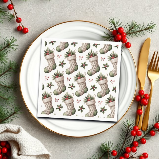 Weihnachtsstrümpfe Winterbeeren Serviette (Von Creator hochgeladen)