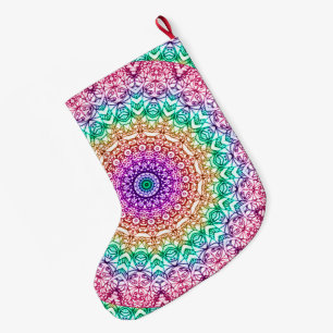WeihnachtsStrumpfMandala Mehndi Art G379 Großer Weihnachtsstrumpf