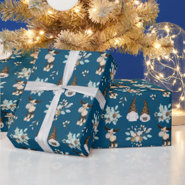 Weihnachtsstürme und Elche auf Blau Geschenkpapier
